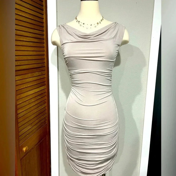 H&M Grey Cowl Neck Bodycon Cocktail Dress – Size 4 - Picture 1 of 7